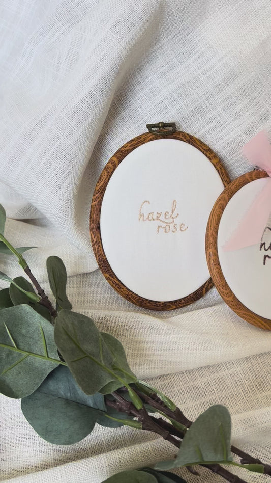 Personalized Embroidered Birth Announcement Hoop, Milestone Photo Prop
