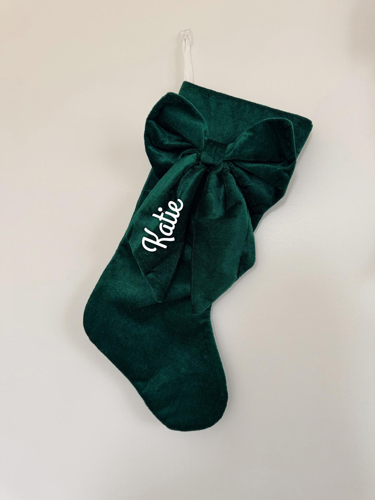 Emerald velvet personalized Christmas stocking